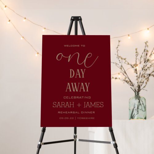 Elegant Burgundy Gold Rehearsal Dinner Wedding   Foam Board