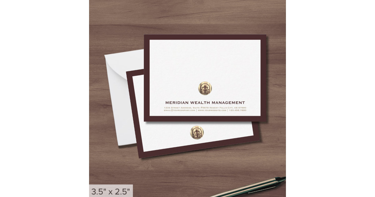Elegant Burgundy Gold Seal Note Card Zazzle