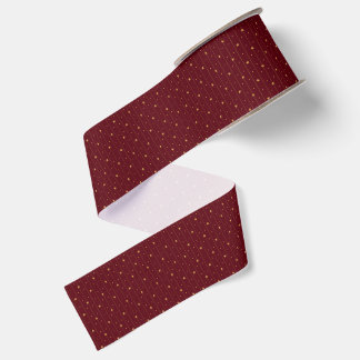 Elegant Burgundy Gold Star Pinstripe Christmas Grosgrain Ribbon