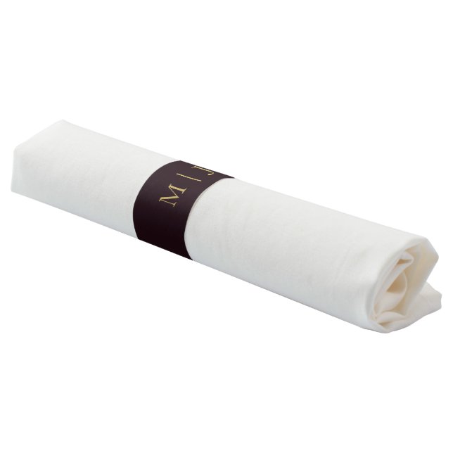 Elegant Burgundy Gold Typography Wedding Napkin Bands (Angled)
