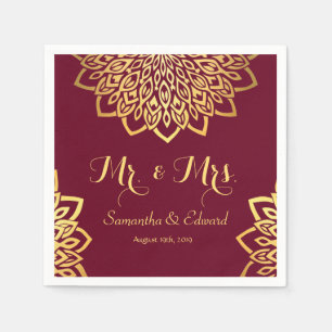 Elegant Burgundy Gold Wedding Napkins