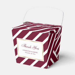 Elegant Burgundy Gold Wedding Thank You Favor Boxes