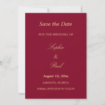 Elegant Burgundy Golden Beige Save the Date