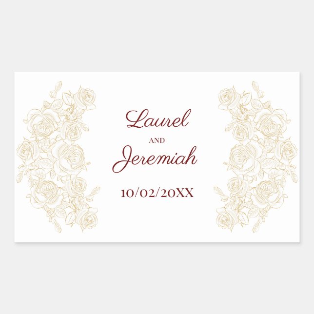 Elegant Burgundy & Golden Roses Sticker (Front)