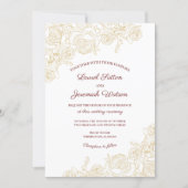 Elegant Burgundy & Golden Roses Wedding Invitation (Front)