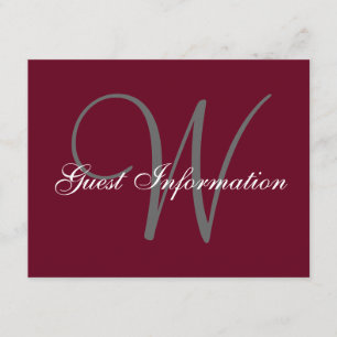 Elegant Burgundy Grey Script Wedding Information Enclosure Card