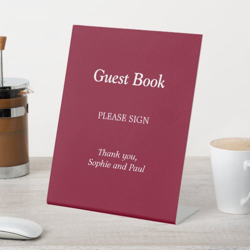 Elegant Burgundy Guest Book Pedestal Sign