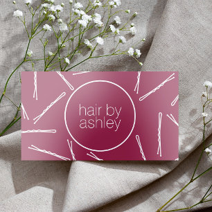 Elegant Burgundy Hair Salon Hair Pins Silver Foil Business Cards