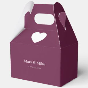 Elegant Burgundy Heart Mark Gable Favor Boxes Part