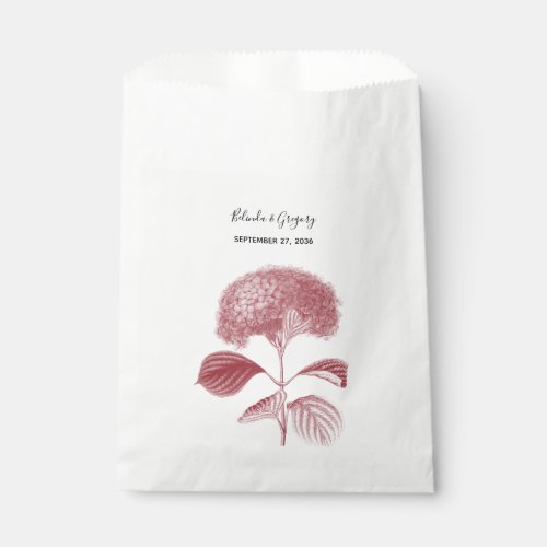 Elegant Burgundy Hydrangea Wedding Favor Bag