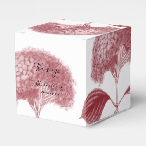 Elegant Burgundy Hydrangea Wedding  Favor Boxes