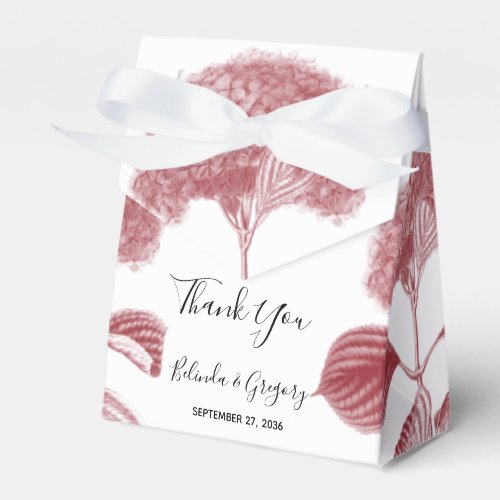 Elegant Burgundy Hydrangea Wedding Favor Boxes