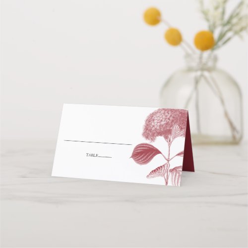 Elegant Burgundy Hydrangea Wedding Place Card