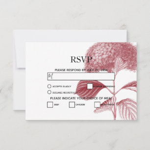 Elegant Burgundy Hydrangea Wedding RSVP Cards