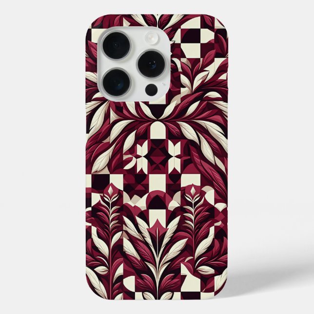 Elegant Burgundy & Ivory Botanical Phone Case  (Back)