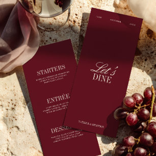 Elegant Burgundy & Ivory Wedding Dinner Menu Card