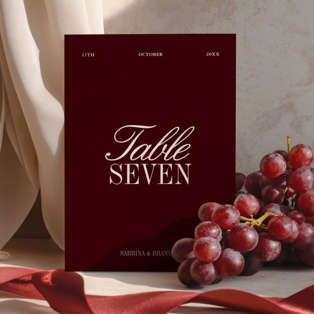 Elegant Burgundy & Ivory Wedding Table Number (Elegant Burgundy & Ivory Wedding Table Number)