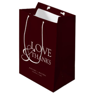 Elegant Burgundy & Ivory Wedding Thank You Medium Gift Bag