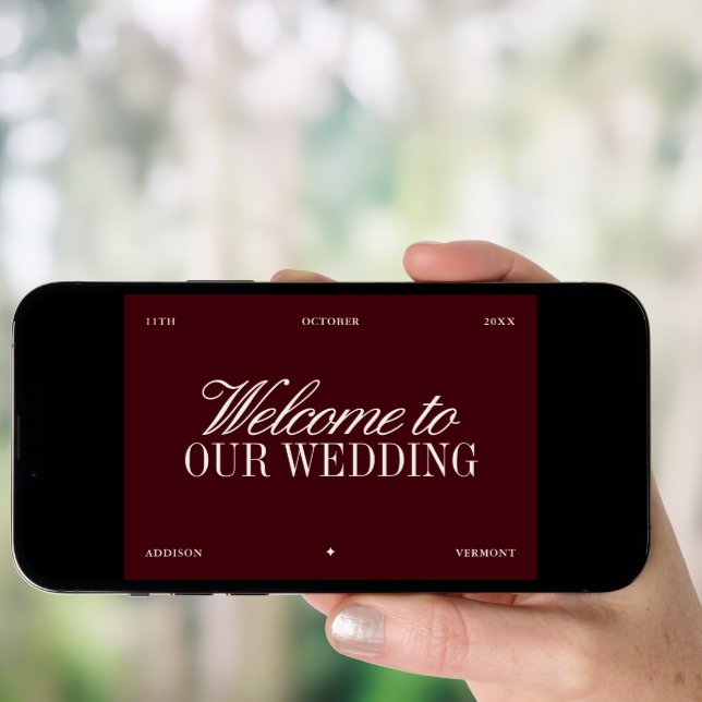 Elegant Burgundy & Ivory Wedding Welcome Card (Front Digital)