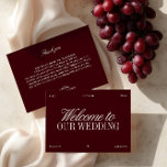 Elegant Burgundy & Ivory Wedding Welcome Card<br><div class="desc">Greet your guests in style with this elegant ivory and burgundy wedding welcome card. Featuring a clean ivory background paired with refined serif and flowing script typography in a deep wine-red hue, this design creates a timeless and sophisticated first impression. Fully customizable — personalize with your wedding date, location, and...</div>
