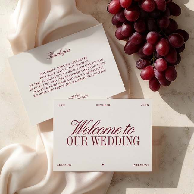 Elegant Burgundy & Ivory Wedding Welcome Card (Elegant Burgundy & Ivory Wedding Welcome Card)