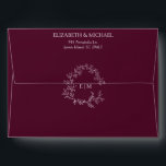 Elegant Burgundy Leafy Crest Monogram Wedding Envelope<br><div class="desc">Let us help make the perfect beginning to your special day with our Modern Burgundy Leafy Crest Monogram Wedding envelope. Featuring a hand-drawn leafy wreath encircling a modern wedding monogram, this one-of-a-kind envelope will put an extra special touch on your special occasion. Crafted to the highest standard, you can trust...</div>