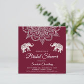 Elegant Burgundy Mandala Indian Bridal Shower Invitation (Standing Front)
