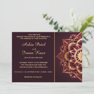 Elegant Burgundy Mandala Wedding Invitation