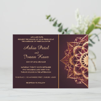 Elegant Burgundy Mandala Wedding Invitation