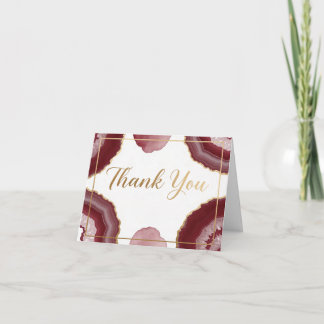 Elegant Burgundy Marble & Gold Agate Thank You  Card
