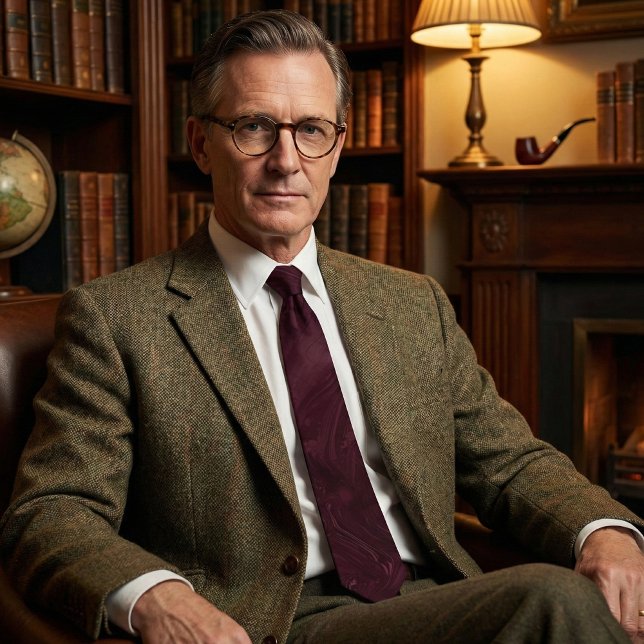 Elegant Burgundy Marble Swirl Pattern Neck Tie (Creator Uploaded)