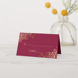 Elegant Burgundy Maroon & Gold Wedding Write-In Place Card