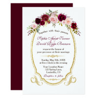 Elegant Burgundy Marsala Floral Fall Wedding Card