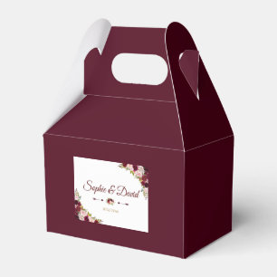 Elegant Burgundy Marsala Floral Fall Wedding Favor Boxes