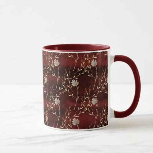 Elegant Burgundy Marsala Floral Mug