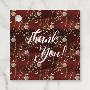Elegant Burgundy Marsala Floral Party Favor Tags