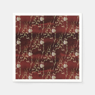 Elegant Burgundy Marsala Floral Party Paper Napkins