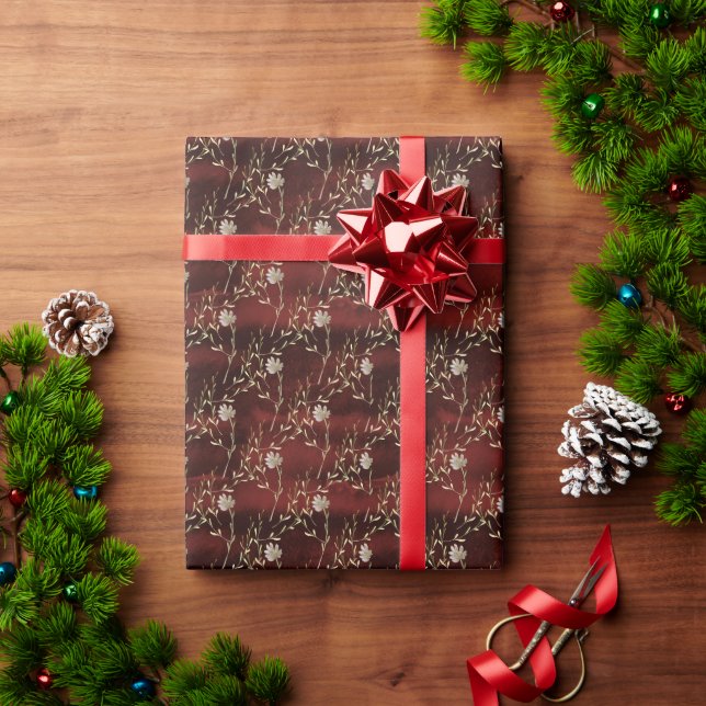 Elegant Burgundy Marsala Floral Party Wrapping Paper (Holiday Gift)
