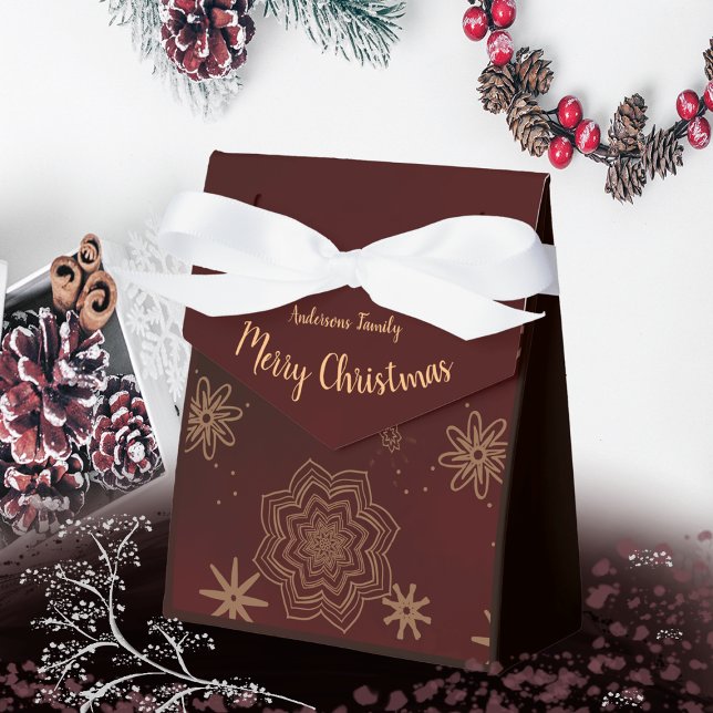 Elegant Burgundy Merry Christmas Favor Box (burgundy box)