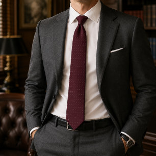 Elegant Burgundy Micro Dots Neck Tie