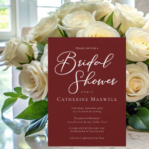 Elegant Burgundy Minimalist Bridal Shower Invitation