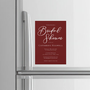 Elegant Burgundy Minimalist Bridal Shower Magnetic Invitation
