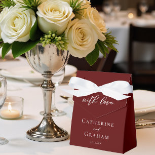 Elegant Burgundy Minimalist Evening Wedding Favor Boxes