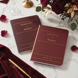 Elegant Burgundy Minimalist Typography Wedding Foil Vow Books