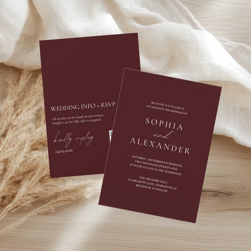 Elegant Burgundy Minimalist Wedding 