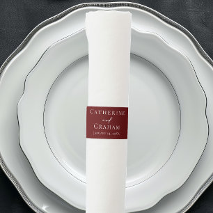 Elegant Burgundy Minimalist Wedding Napkin Bands