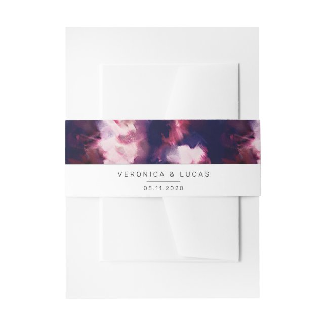 Elegant Burgundy Modern Brush Stroke Wedding Invitation Belly Band (Front Example)