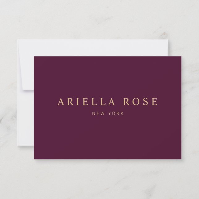 Elegant Burgundy Modern Elegant  Note Card (Front)