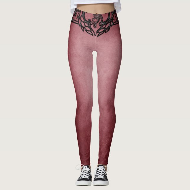 Elegant burgundy modern leggings (Front)