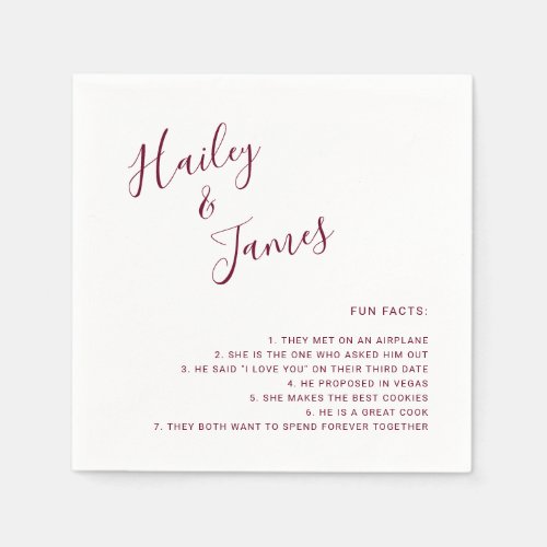 Elegant Burgundy Modern Wedding Napkins